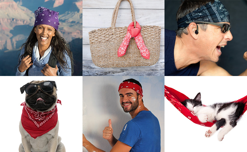 Vamqor 100% Cotton 10 Pack Fine Bandanas